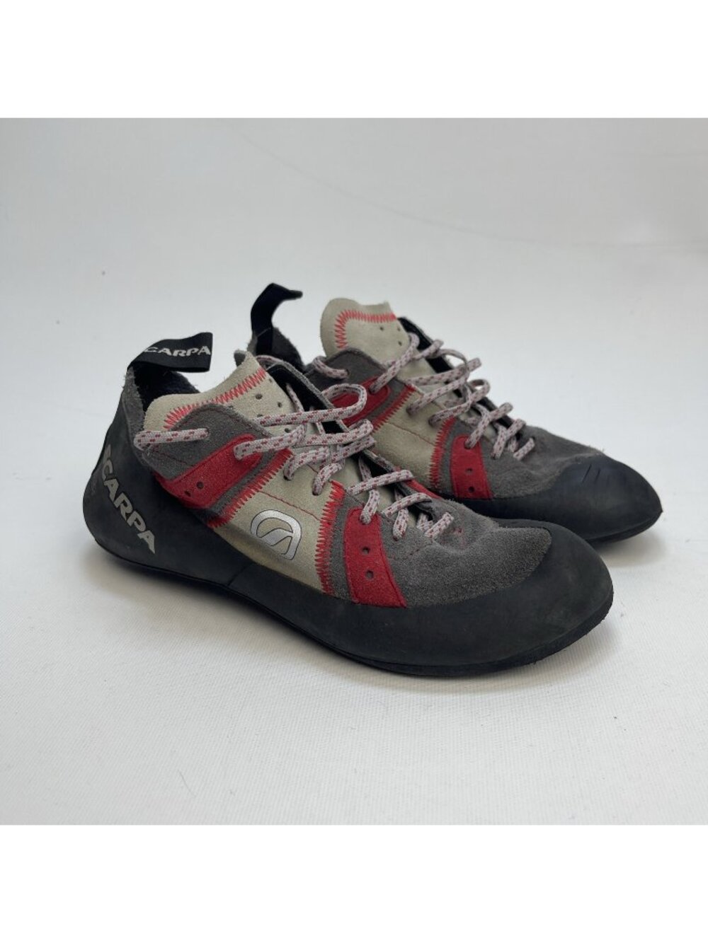 SCARPA Helix Climbing Shoes Men 8.5 US / Wom 9.5 US Gray Red Black Bouldering